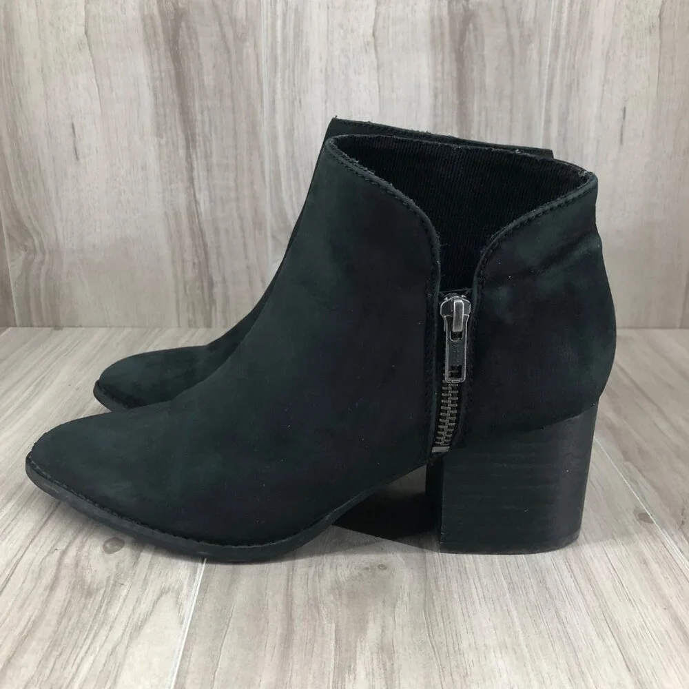Seychelles Ankle Boots Womens 7 Chapparal Black Nubuck Leather Zip Booties